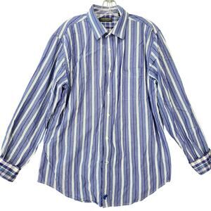 John Bartlett Consensus Purple Periwinkle Shirt Stripe Long Sleeve Buttons Men L